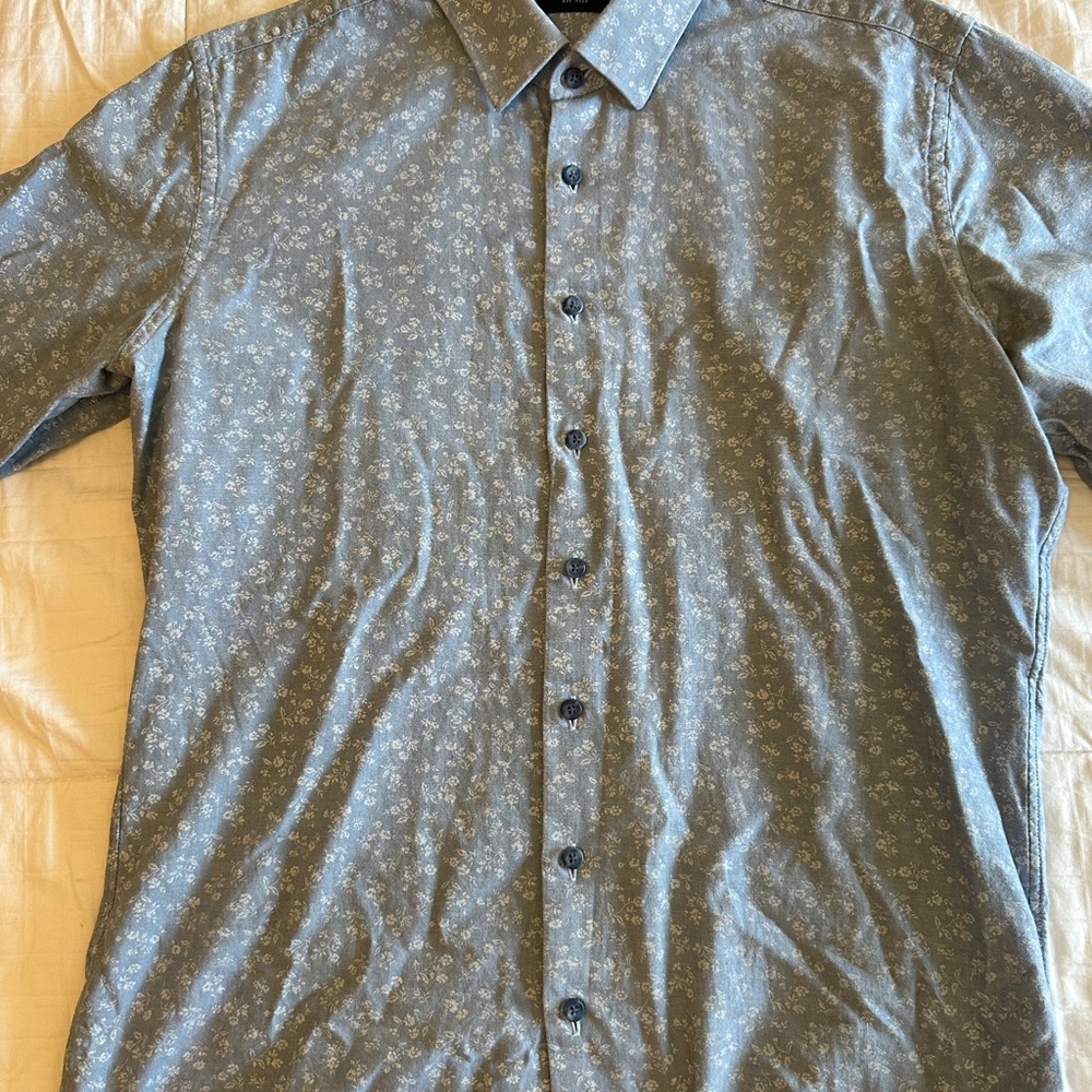 Tailored Men's Blue Floral Shirt by Proper Cloth